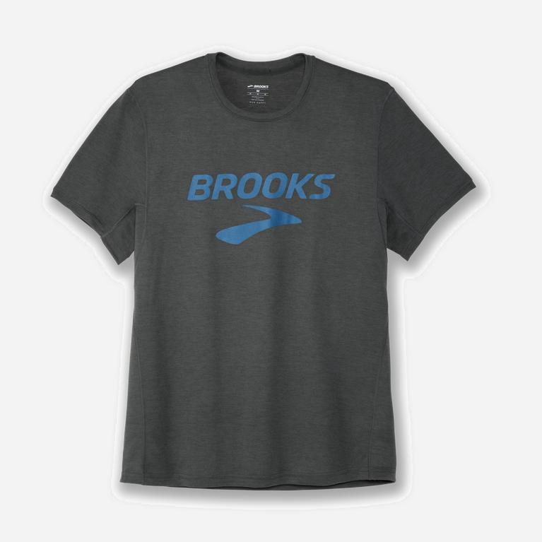 Brooks Distance Graphic - Camisetas Manga Corta Hombre - Oscuro / Gris (MXCY-19845)